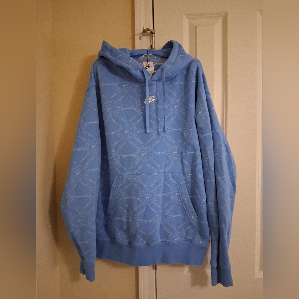 Nike Blue Hoodie Swish Pattern Sz M
